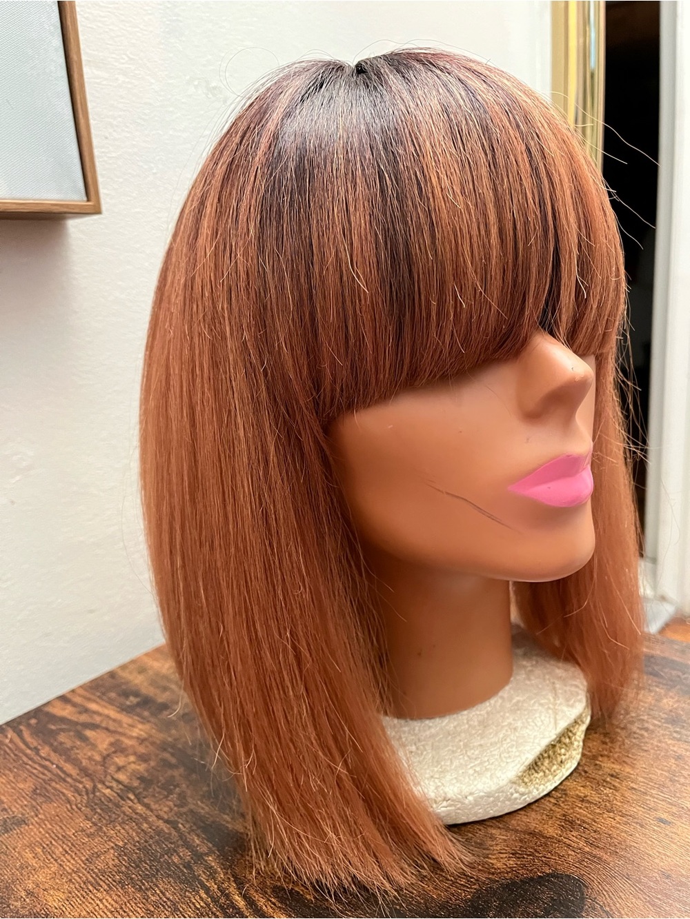 It’s A Wig Synthetic Hair Bob Cut Auburn Brown Cancer Patient